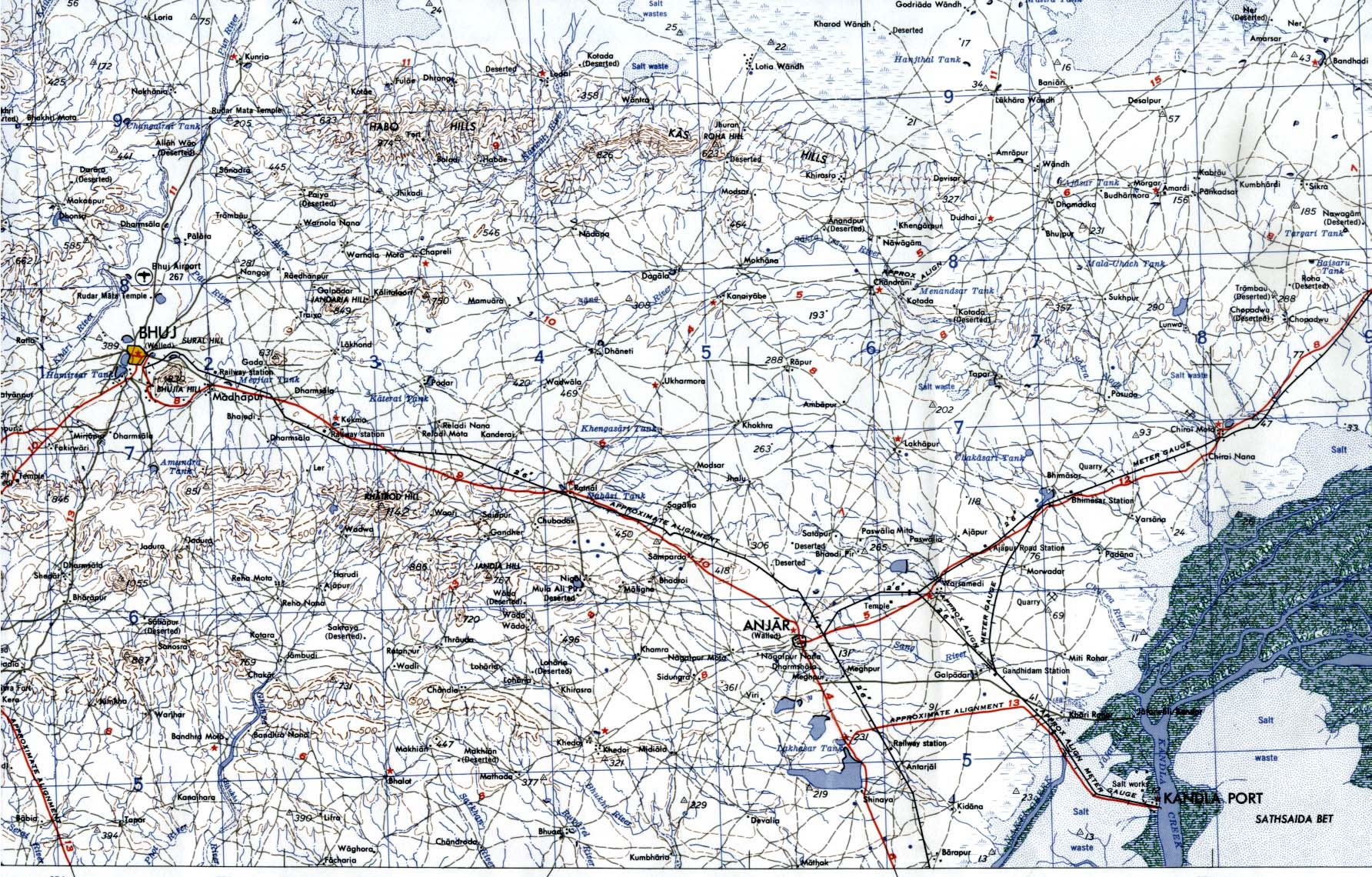 Bhuj-Anjar-Area-Gujarat-Topographic-Map-1955