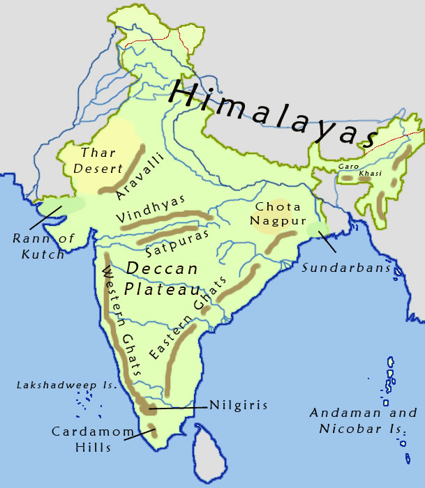 india physical map hd