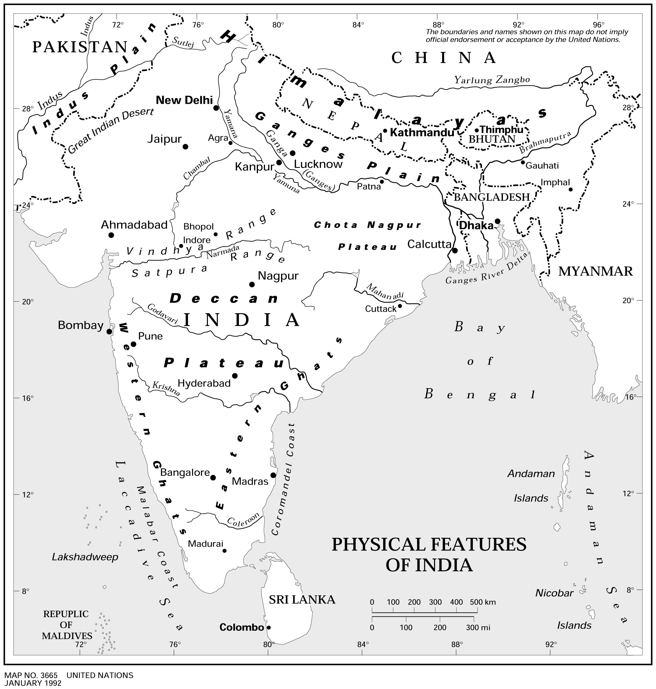 Physical Features Of India Map Maps Of India